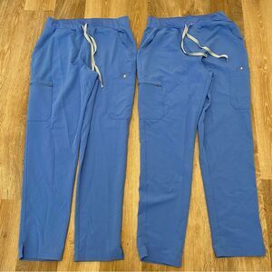 Lot of 2 Figs HW Yola Skinny Scrub Bottoms Lg/T Ceil Blue Nurse Doctor Hospital